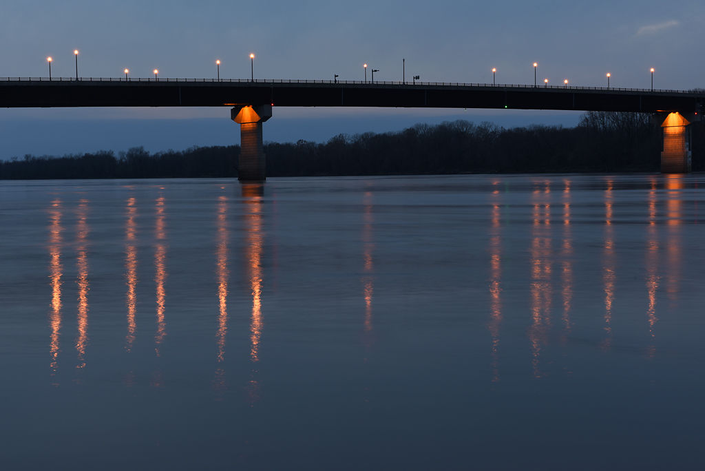 The sun sets over the Missouri River